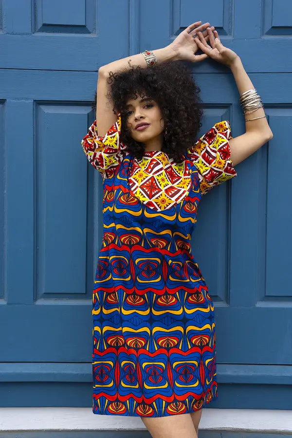 Vision Crew Neck Short Sleeve Sheath Dress (M, L) noraokafor