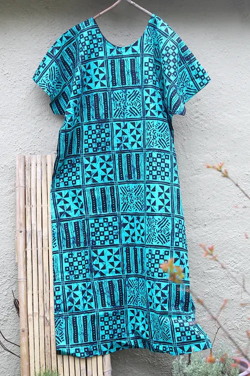 Teal and dark gray full length kaftan - bubu gown.