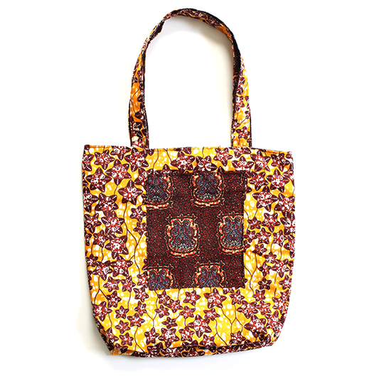 reversible patterned print tote bag pockets