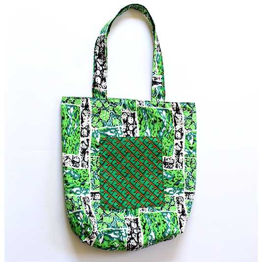 reversible patterned print tote bag pockets