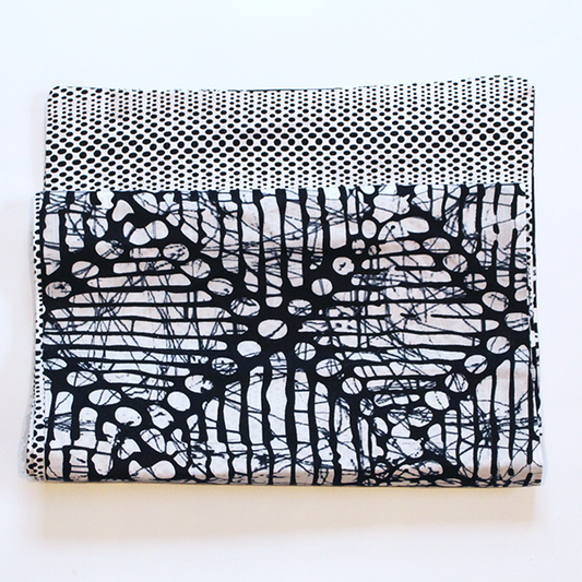 white black reversible prints table runner