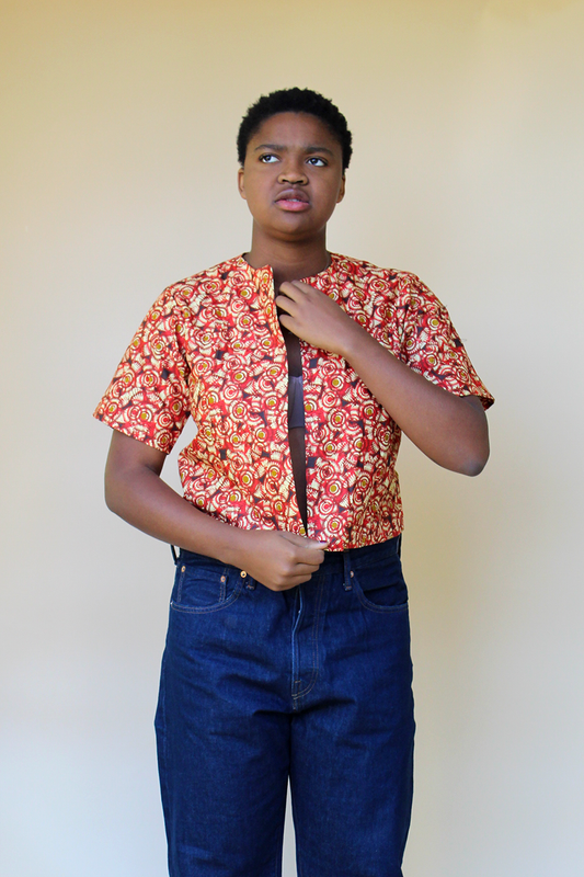 Poppy Ankara African Wax Print Fabric Cropped Jacket - noraokafor