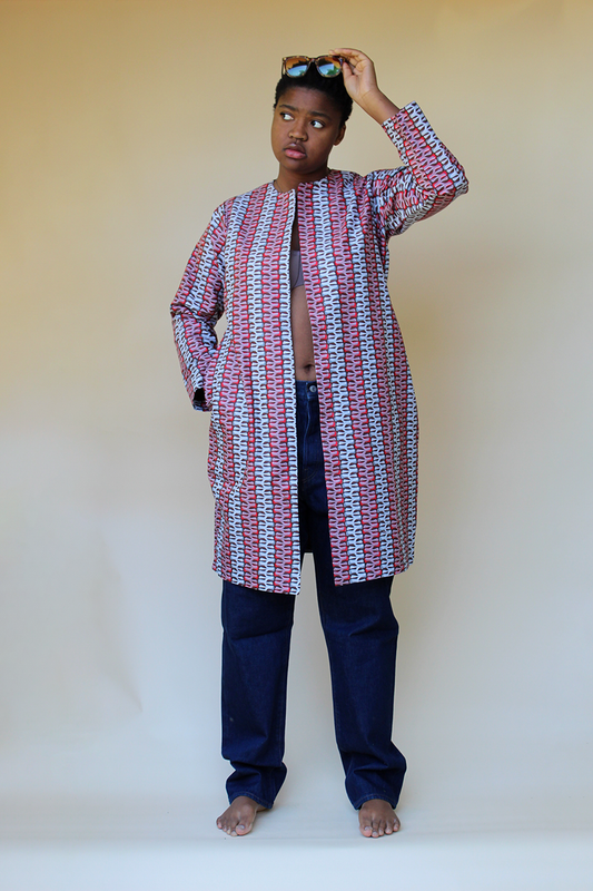 Spine Ankara African Wax Print Fabric Jacket - noraokafor