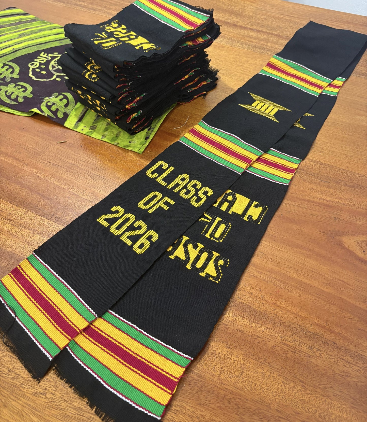 Authentic Handwoven Ghanaian Kente Graduation Stole – Class of 2026