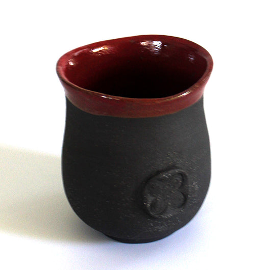 Handcrafted Ceramic Teacup - Red Hibiscus - noraokafor