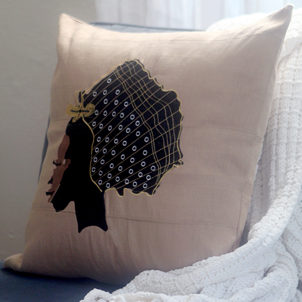Cameo Beige Embroidered African Asoke 18x18 Pillow Cover - noraokafor noraokafor