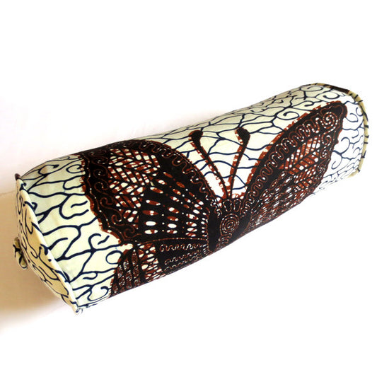 7x20 African Wax Print Bolster pillows butterfly motif