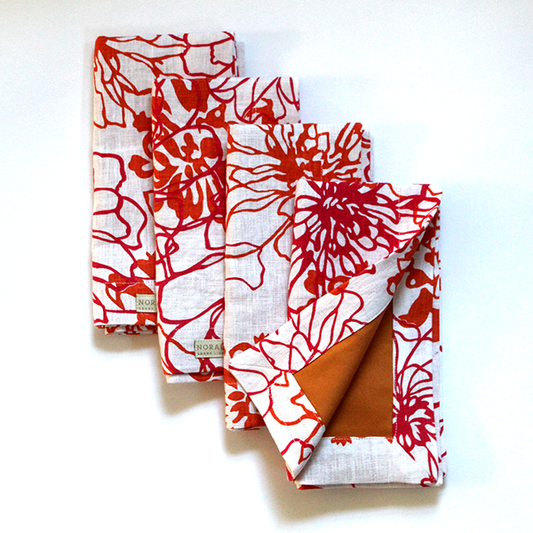 Caribbean Blooms Linen Napkins, Set of 4 Assorted Colors - noraokafor