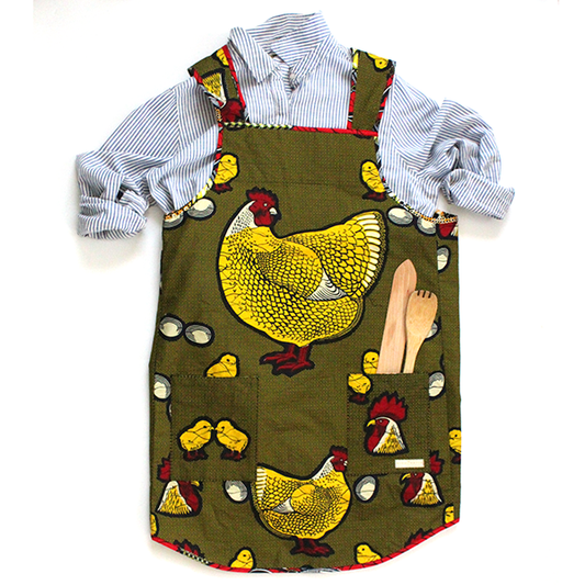 African wax print cross back apron
