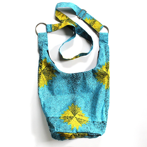 Teal Yellow Patterned Print Crossbody Bag 