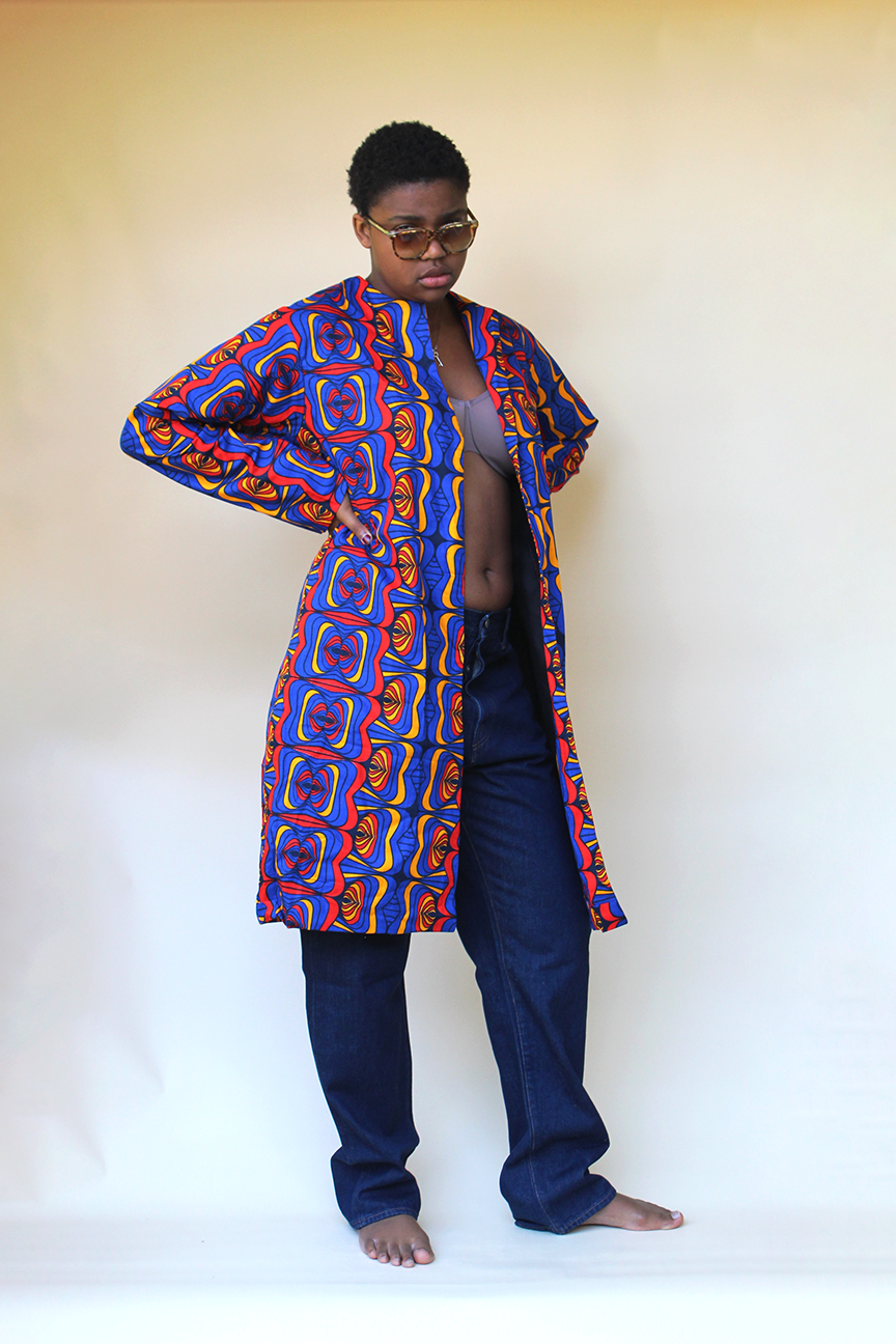 Kalidescope Ankara African Wax Print Fabric Jacket (X) noraokafor