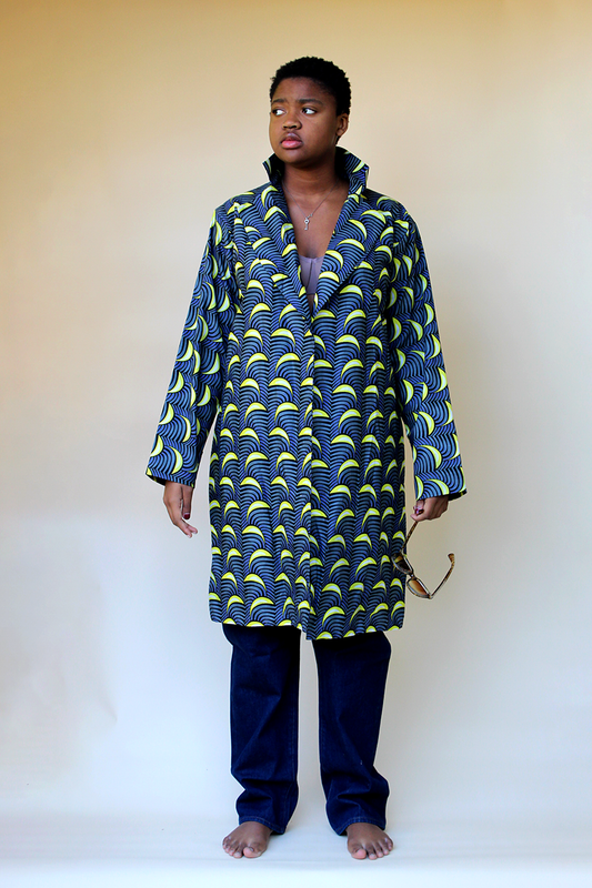 Moonbeam Ankara African Wax Print Fabric Jacket (X)