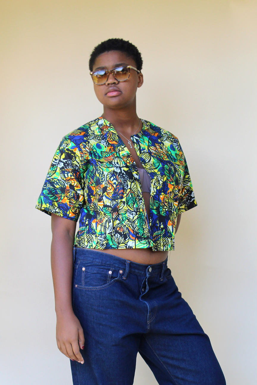 Reef Ankara African Wax Print Fabric Cropped Jacket (X) noraokafor