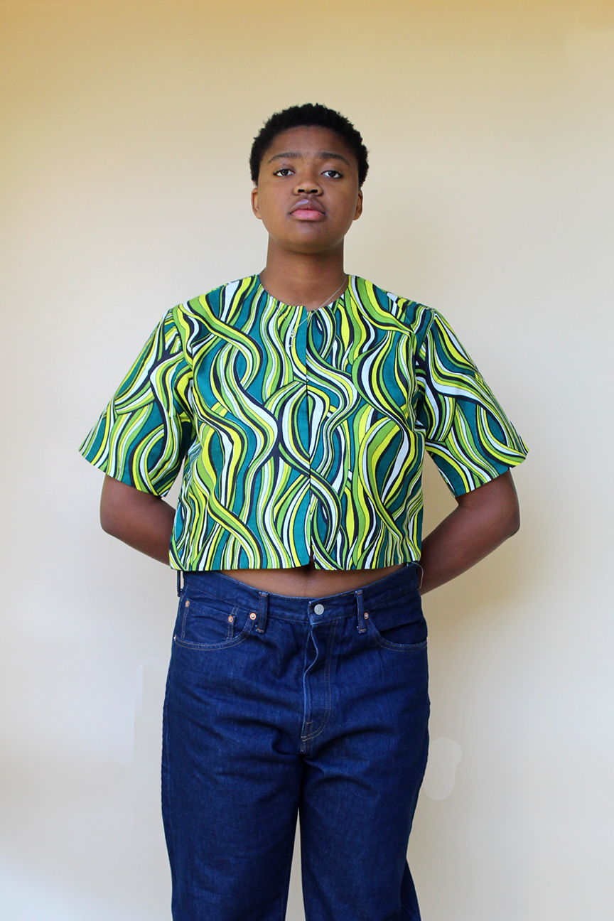 Vine Ankara African Wax Print Fabric Cropped Jacket (X) noraokafor