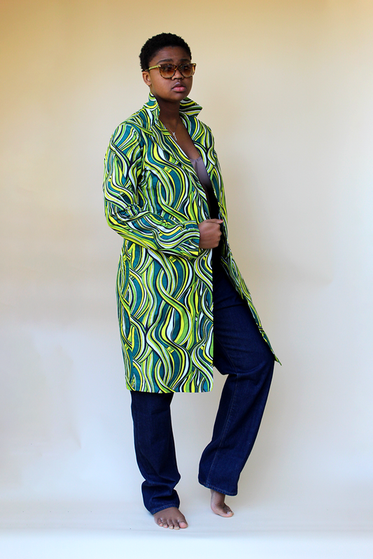 Vine Ankara African Wax Print Fabric Jacket (X)