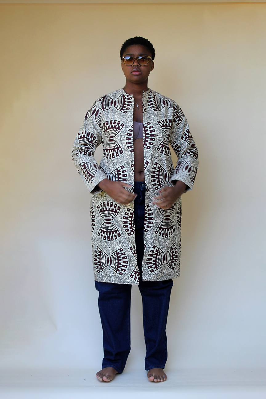 Wings Ankara African Wax Print Fabric Jacket (X) noraokafor