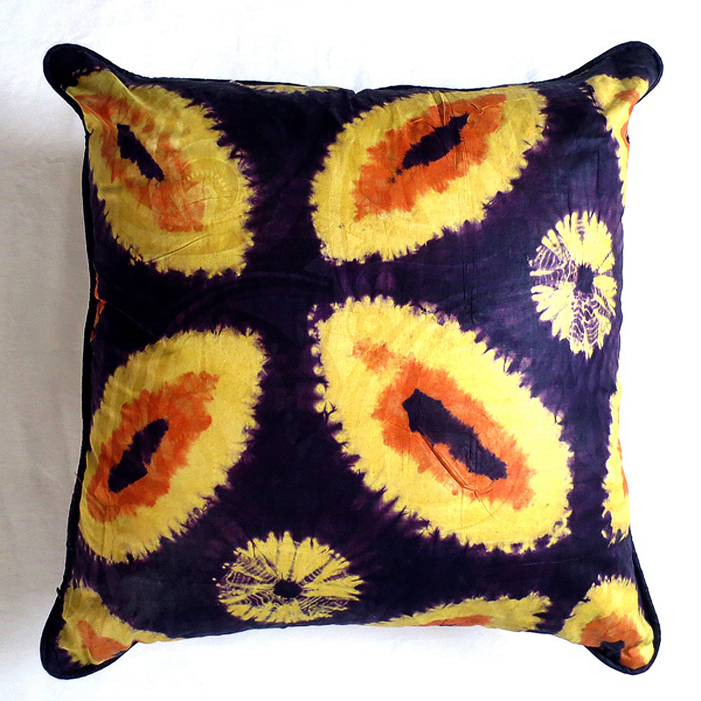 20x20 pillow cover dark purple yellow orange noraokafor