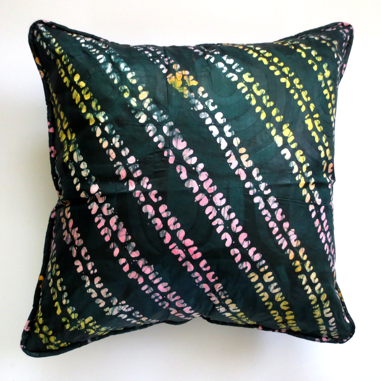 20"x20" pillow cover green pink yellow white
