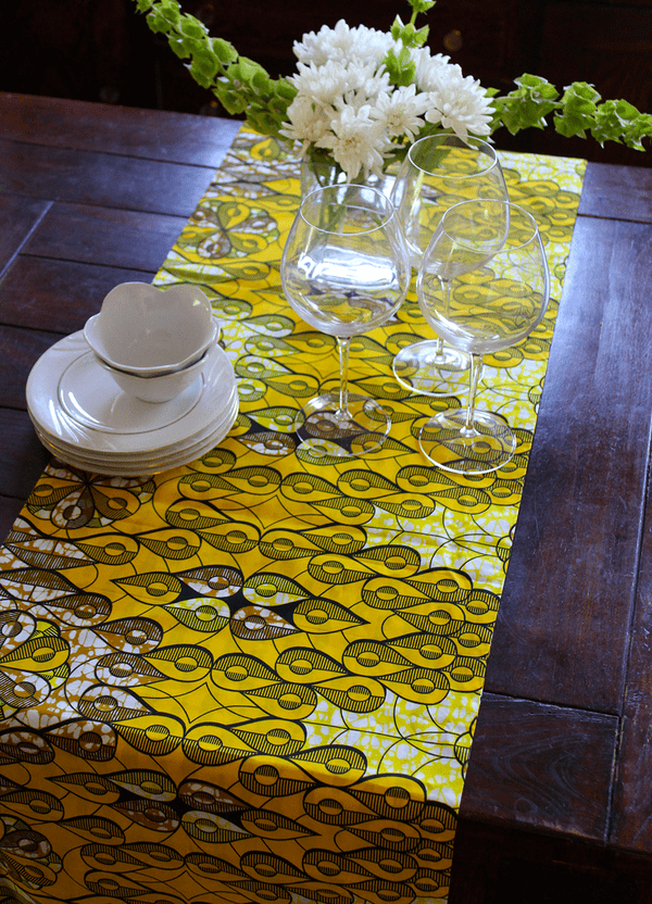 Yellow, Mustard, Black Table Runner 16" x 108"