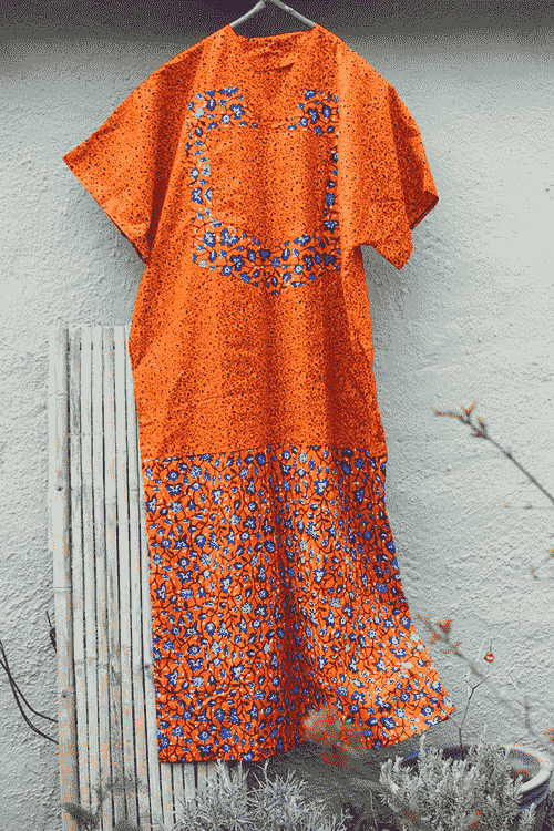 Orange and blue full length kaftan - bubu gown