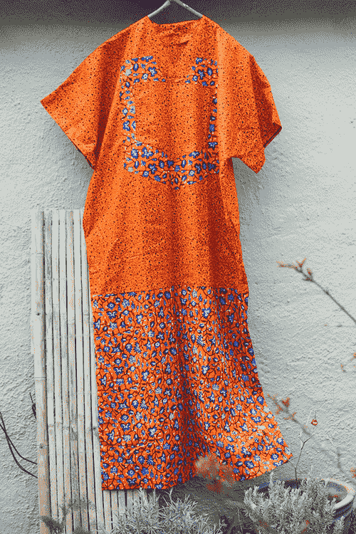 Orange and blue full length kaftan - bubu gown noraokafor