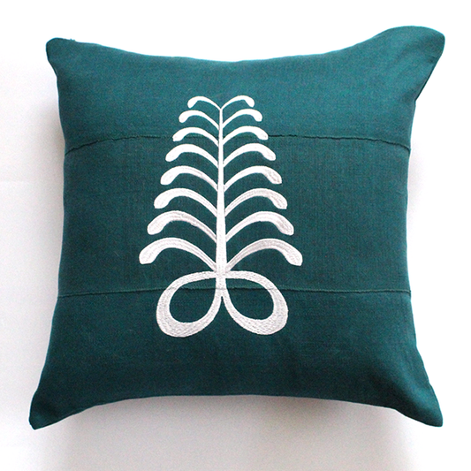 Embroidered African Asoke 18x18 Pillow Cover